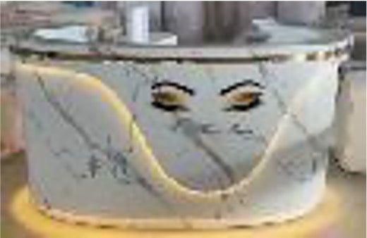 Luxuriöser Empfangstresen in Marmoroptik mit LED-Beleuchtung