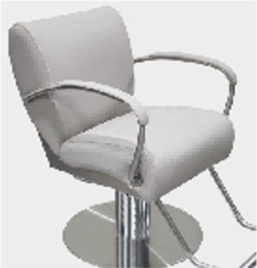 Moderner Friseurstuhl in hellem Design mit Chrom-Elementen