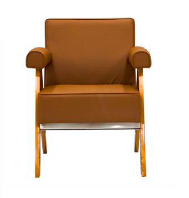 Luxurious lounge chair in cognac brown with modern design
