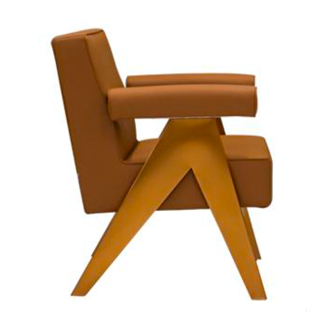 Luxurious lounge chair in cognac brown with modern design