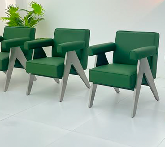 Luxurious lounge chair in green with modern design 
