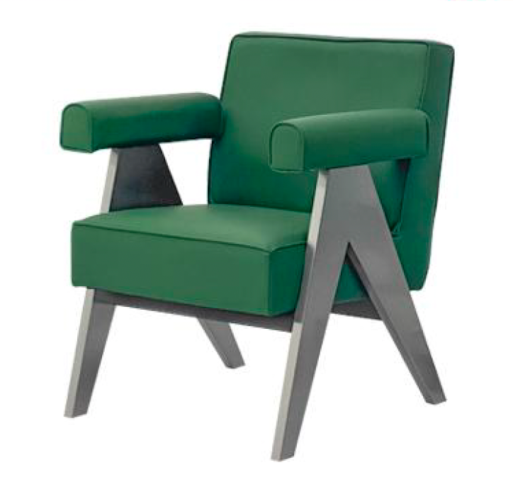 Luxurious lounge chair in green with modern design 