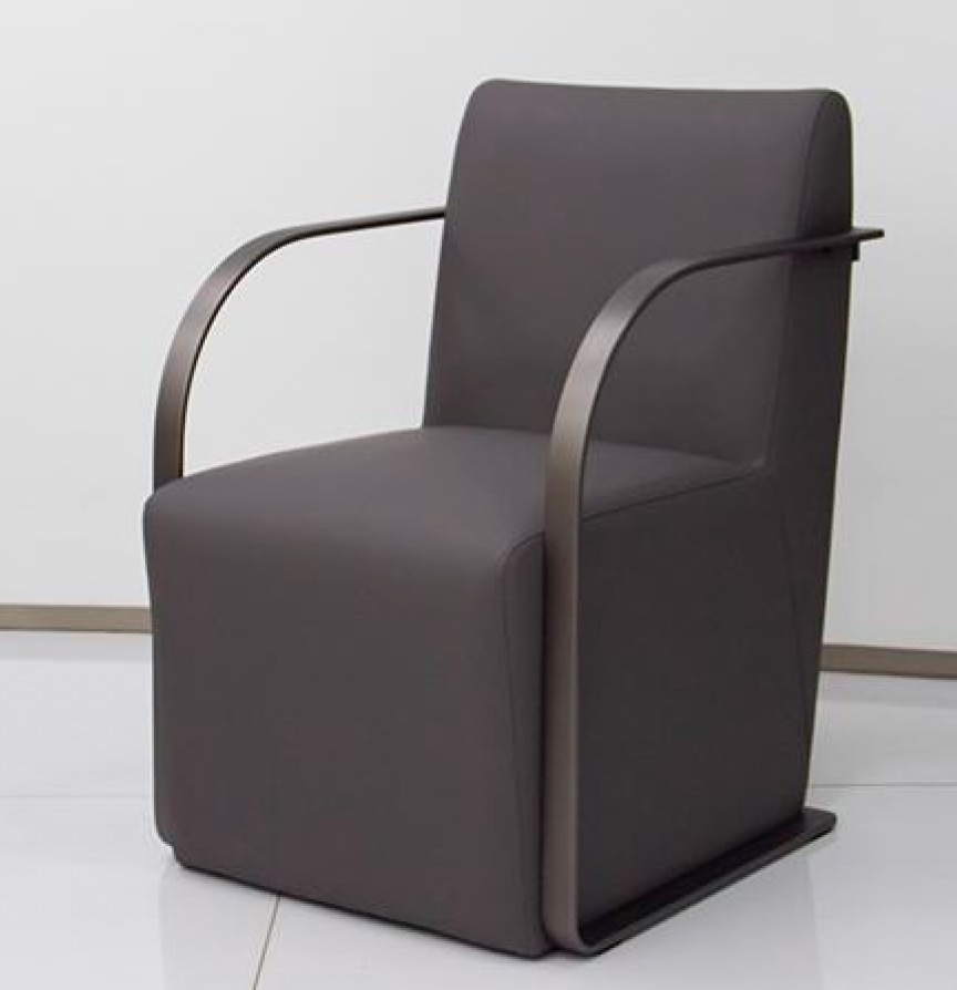 Modern waiting area chair in dark grey