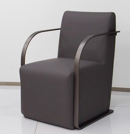 Modern waiting area chair in dark grey