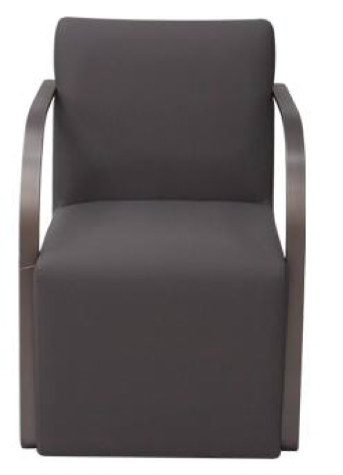 Modern waiting area chair in dark grey