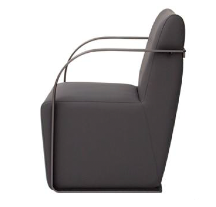 Modern waiting area chair in dark grey