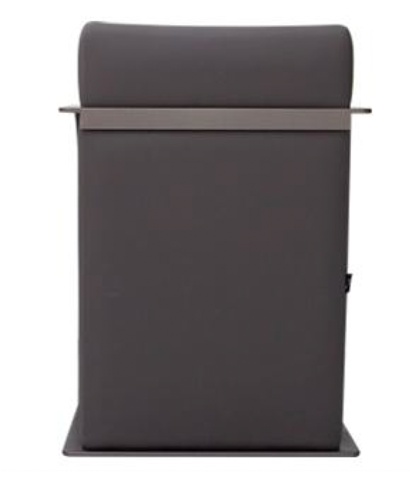 Modern waiting area chair in dark grey