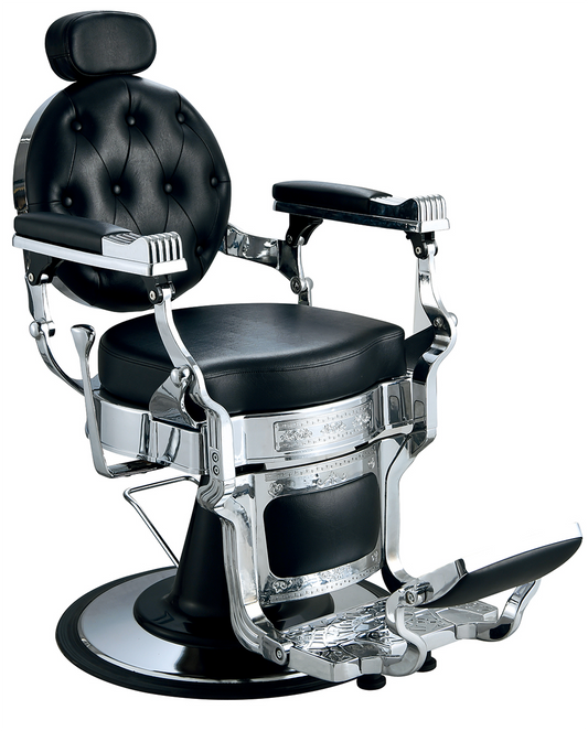 Classic barber chair in black with chrome trim