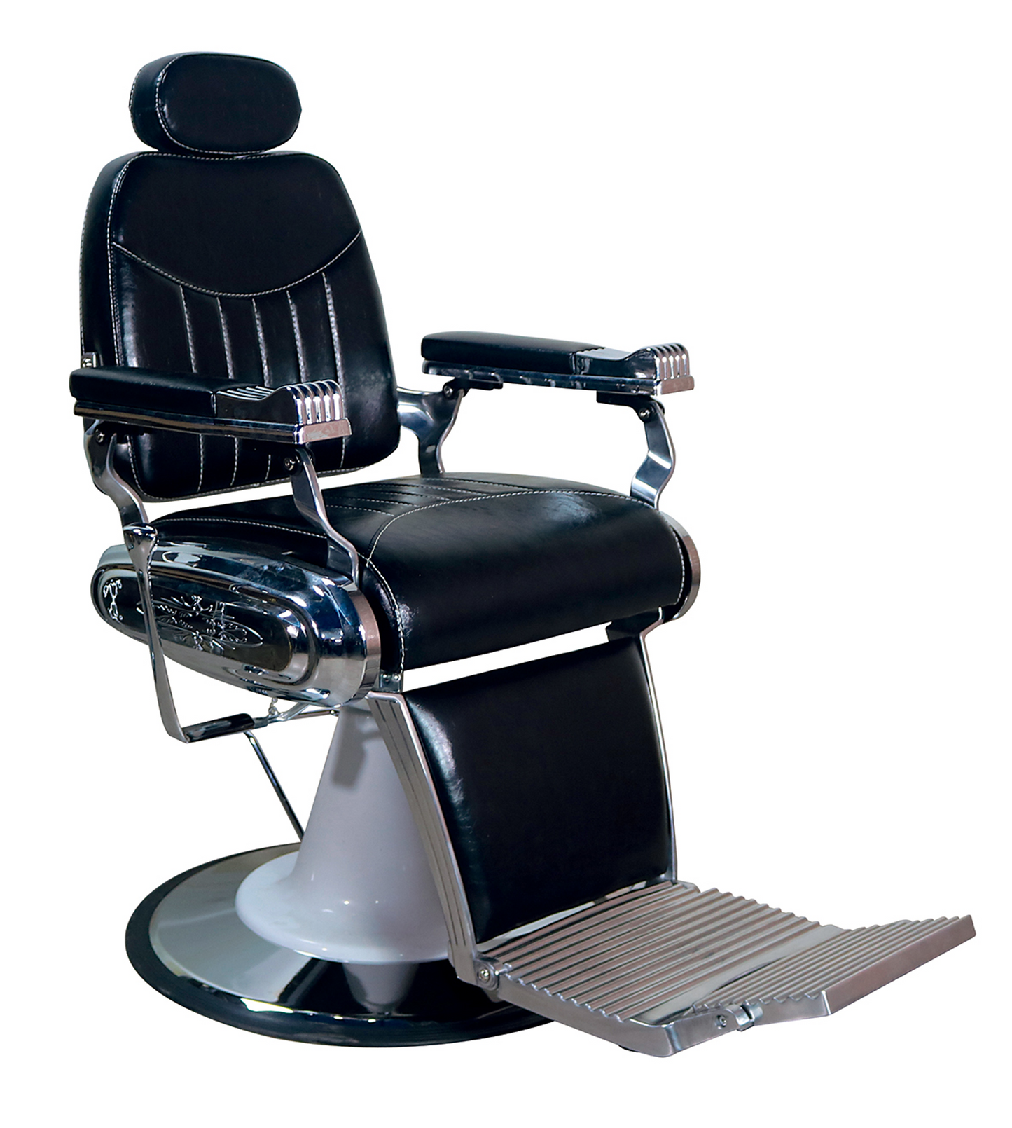 Classic barber chair in black with chrome finish