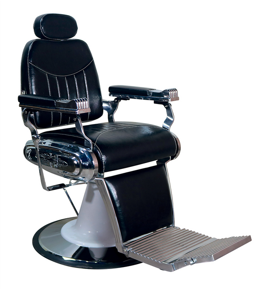 Classic barber chair in black with chrome finish