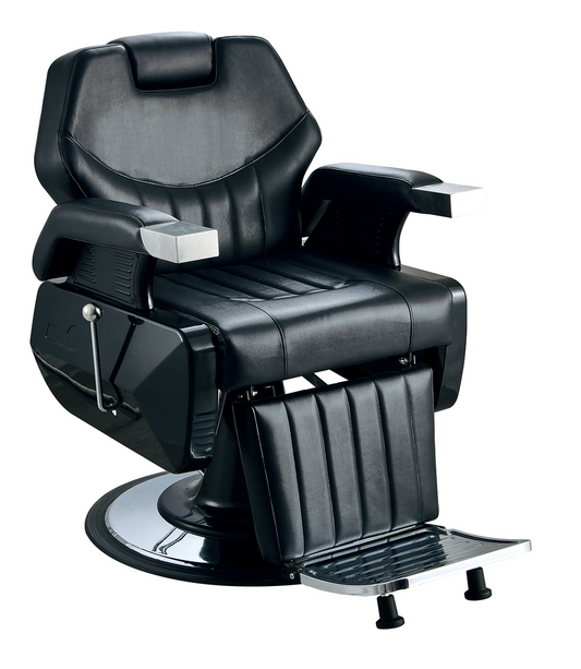 Black barber chair with modern design and maximum comfort 