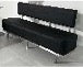 Modern black waiting bench with metal frame 