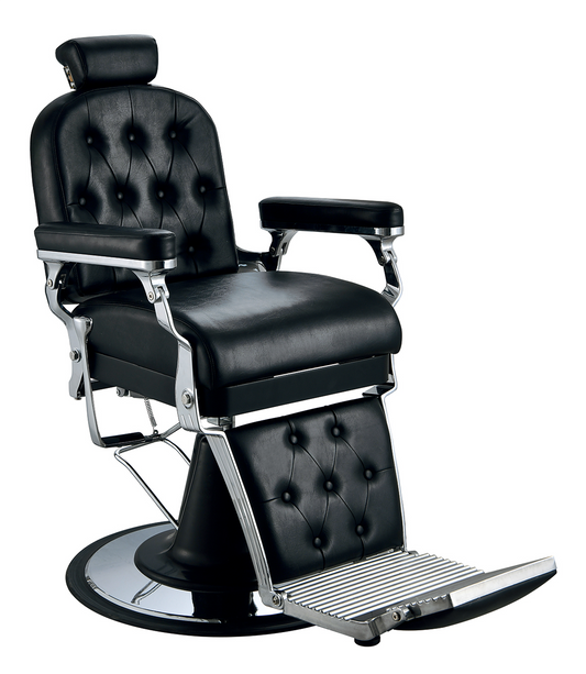 Classic barber chair in black with chrome finish