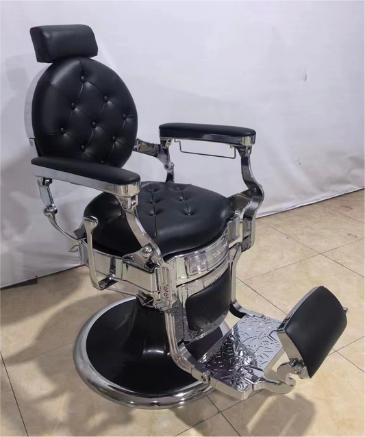 Classic barber chair in black with chrome details