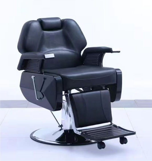 Modern barber chair in black with ergonomic design