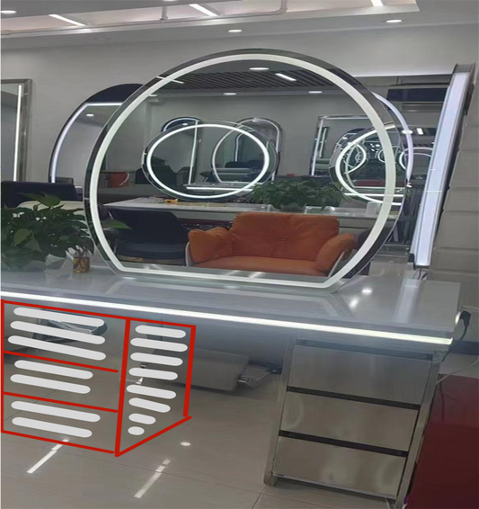 Modern dressing table with LED mirror and storage space