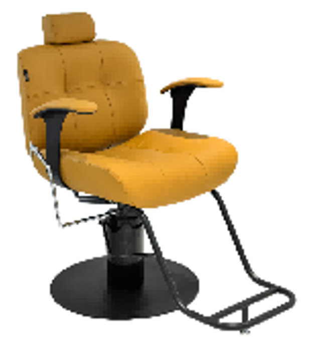 Elegant hairdressing chair in mustard yellow with modern design