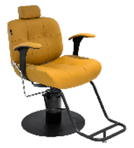 Elegant hairdressing chair in mustard yellow with modern design